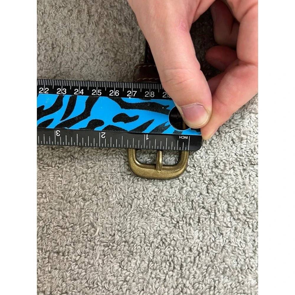 Southern Tide Mens Canvas Leather Skipjack Fish Belt Brown Tan Brass Buckle 36